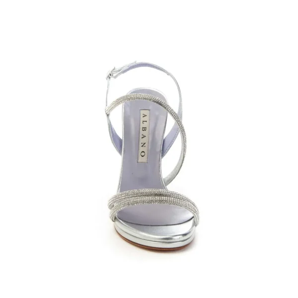 SANDALI ARGENTO DETTAGLI FASCE STRASS