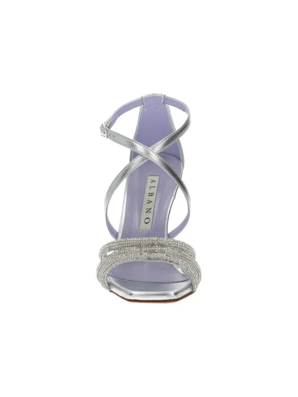 SANDALI ARGENTO DETTAGLI FASCE STRASS INCROCIATE