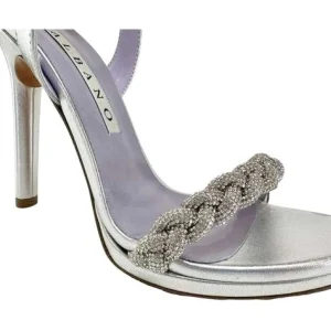 SANDALI ARGENTO TRECCIA STRASS