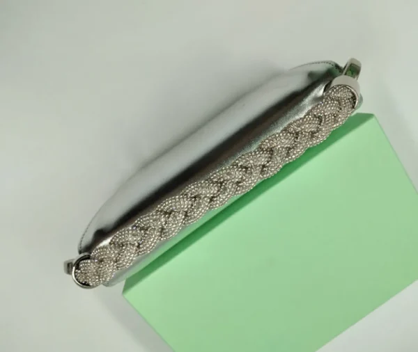 SANDALI ARGENTO TRECCIA STRASS