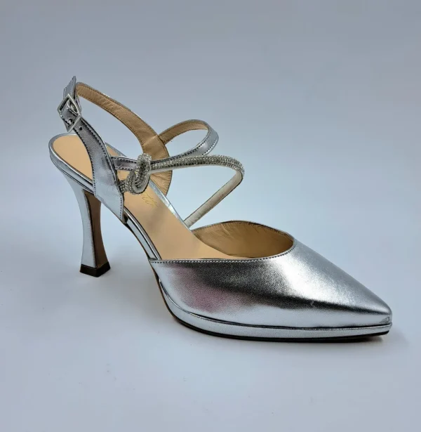 SANDALI CON NODO STRASS SLINGBACK ARGENTO