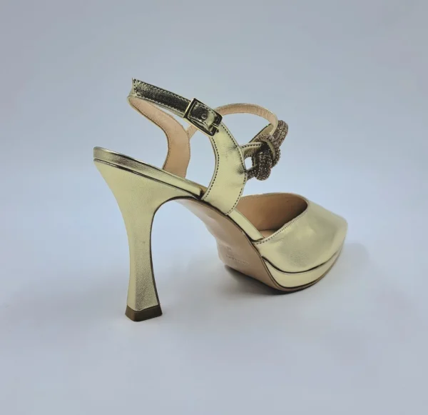 SANDALI CON NODO STRASS SLINGBACK PLATINO