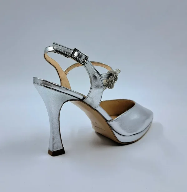SANDALI CON NODO STRASS SLINGBACK ARGENTO