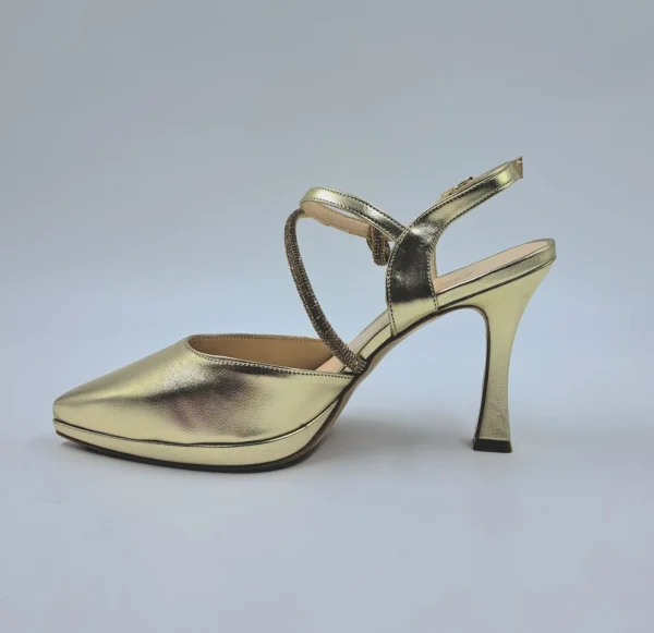 SANDALI CON NODO STRASS SLINGBACK PLATINO