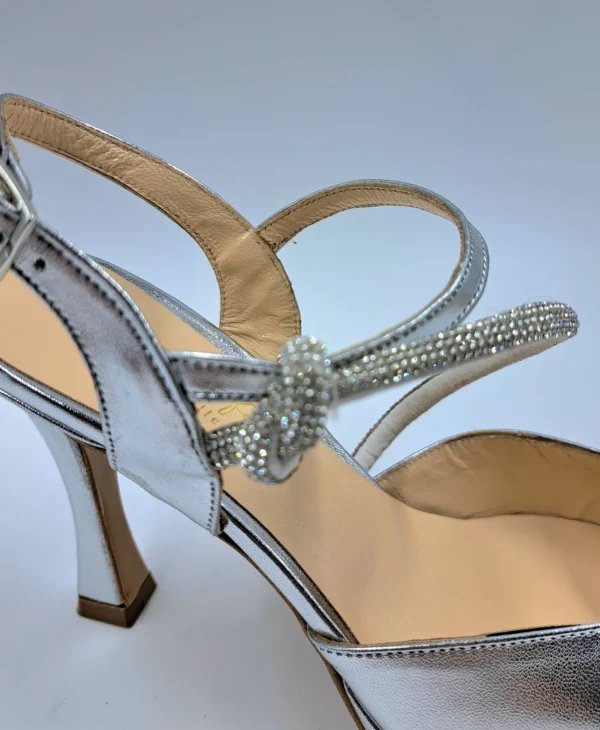 SANDALI CON NODO STRASS SLINGBACK ARGENTO