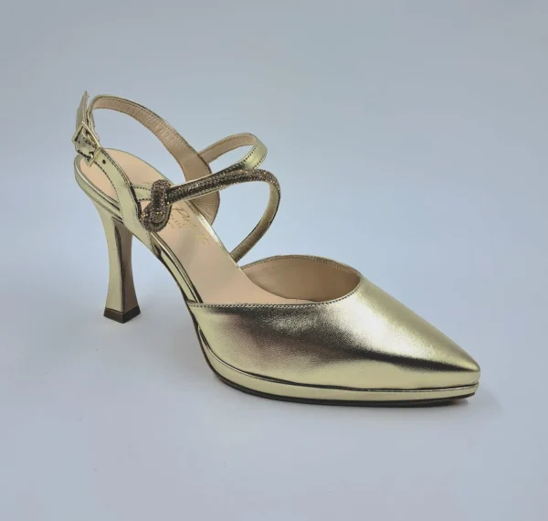 SANDALI CON NODO STRASS SLINGBACK PLATINO