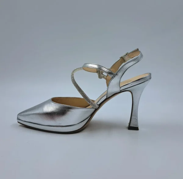 SANDALI CON NODO STRASS SLINGBACK ARGENTO