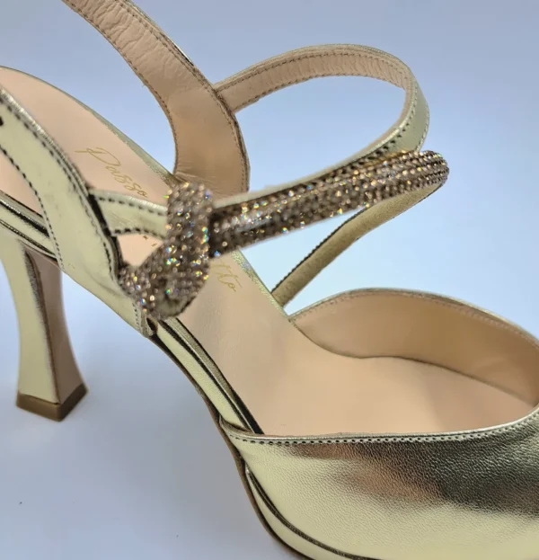 SANDALI CON NODO STRASS SLINGBACK PLATINO