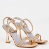 SANDALI FASCE CAVIGLIA STRASS RAME