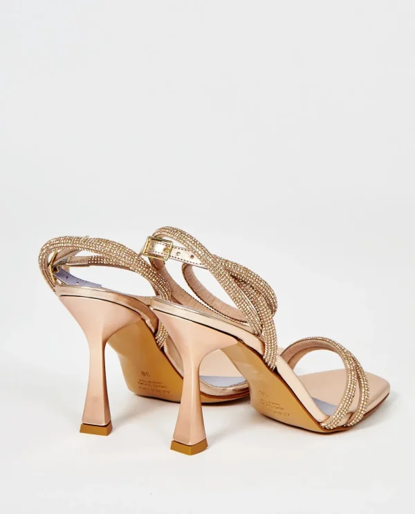 SANDALI FASCE CAVIGLIA STRASS RAME