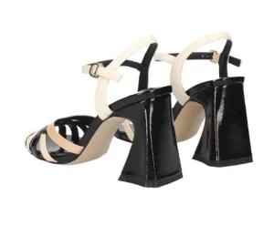 SANDALI FASCE VERNICE NERO