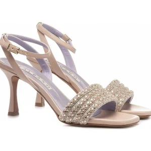 SANDALI FASCIA STRASS CIPRIA E ARGENTO