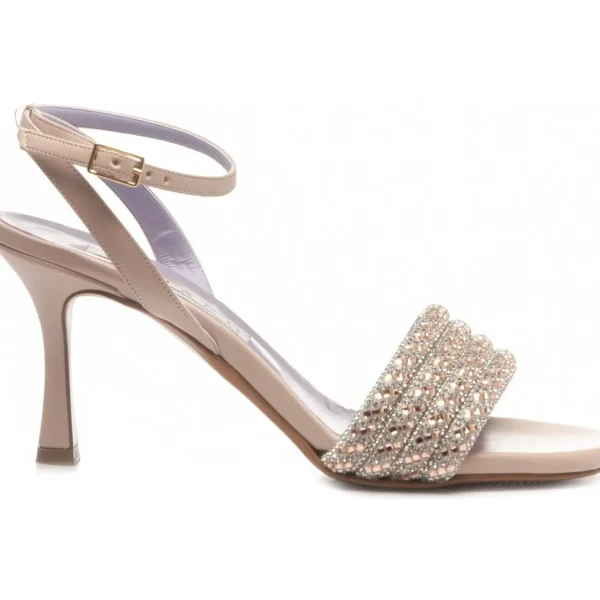 SANDALI FASCIA STRASS CIPRIA E ARGENTO