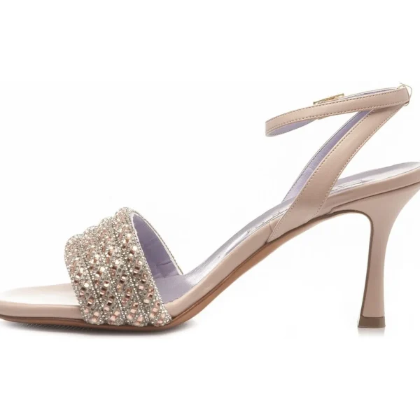 SANDALI FASCIA STRASS CIPRIA E ARGENTO