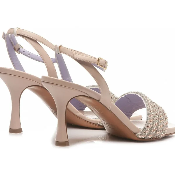 SANDALI FASCIA STRASS CIPRIA E ARGENTO