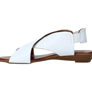 SANDALI IN PELLE BIANCA TACCO BASSO