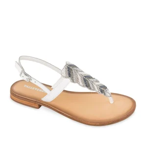 SANDALI INFRADITO CON FOGLIA GLITTER BIANCO