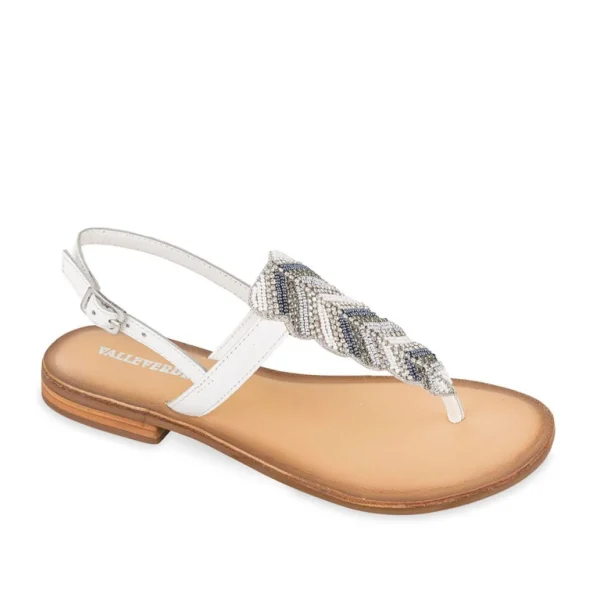 SANDALI INFRADITO CON FOGLIA GLITTER BIANCO