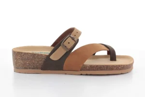 SANDALI INFRADITO PELLE BICOLOR TORTORA