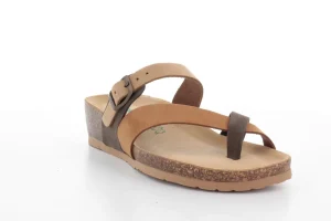 SANDALI INFRADITO PELLE BICOLOR TORTORA