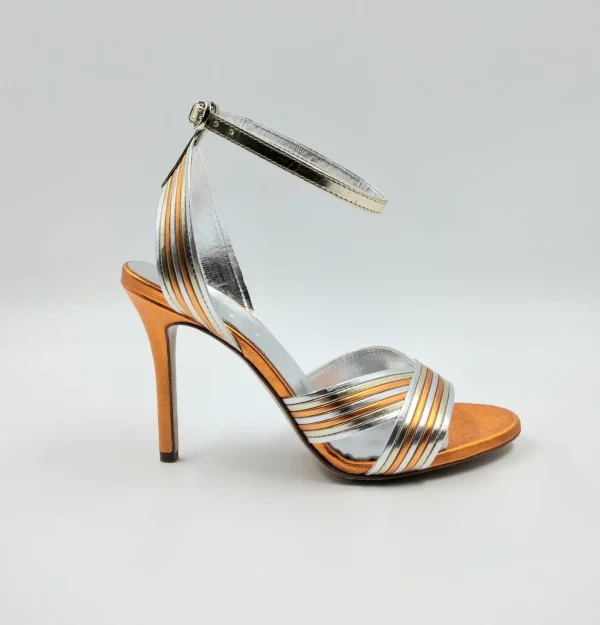 SANDALI LAMINATI ARANCIO ORO