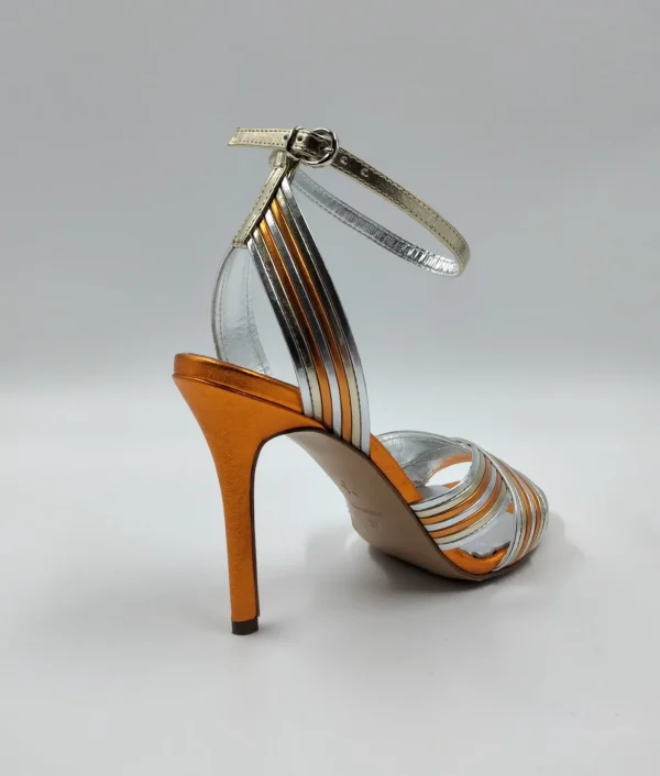 SANDALI LAMINATI ARANCIO ORO
