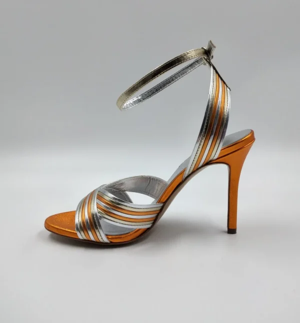 SANDALI LAMINATI ARANCIO ORO