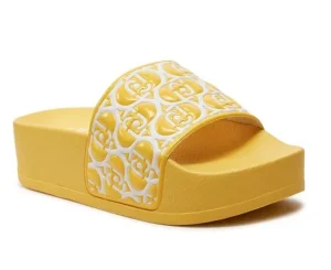 SANDALI MYKONOS CON FASCIA LOGO ALL OVER GIALLO