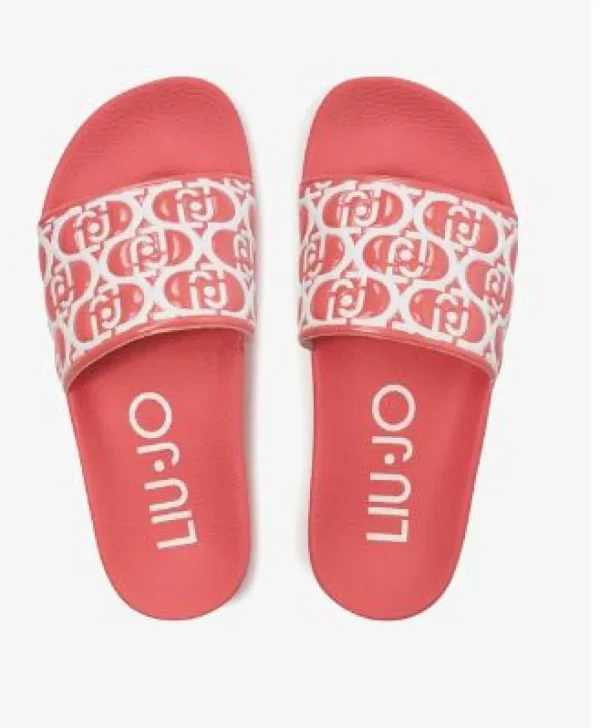 SANDALI MYKONOS CON FASCIA LOGO ALL OVER ROSA