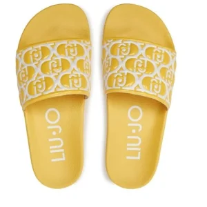 SANDALI MYKONOS CON FASCIA LOGO ALL OVER GIALLO