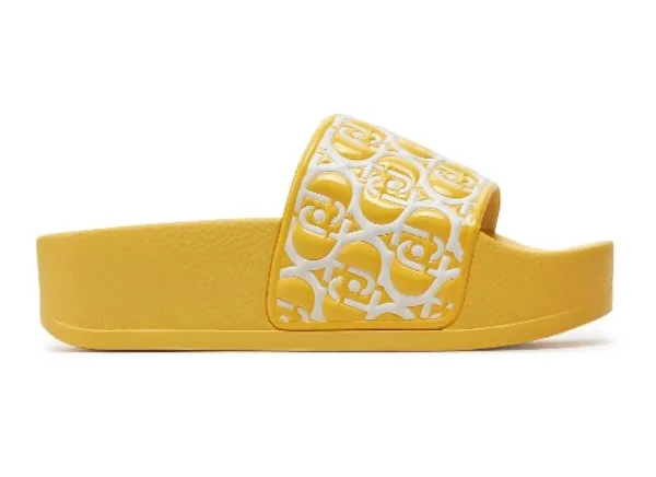 SANDALI MYKONOS CON FASCIA LOGO ALL OVER GIALLO
