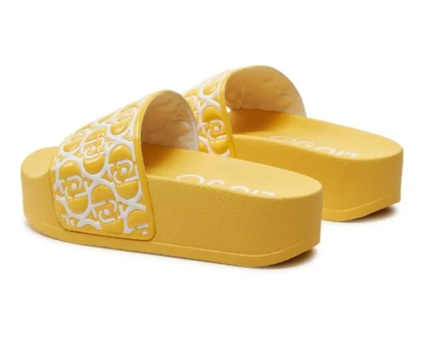 SANDALI MYKONOS CON FASCIA LOGO ALL OVER GIALLO