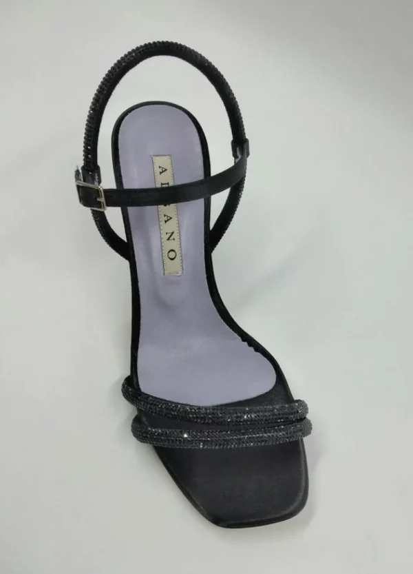 SANDALI NERI FASCE STRASS