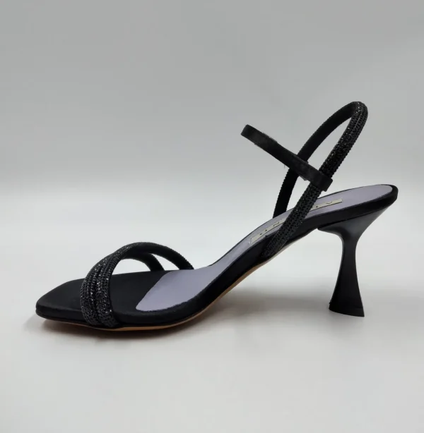 SANDALI NERI FASCE STRASS