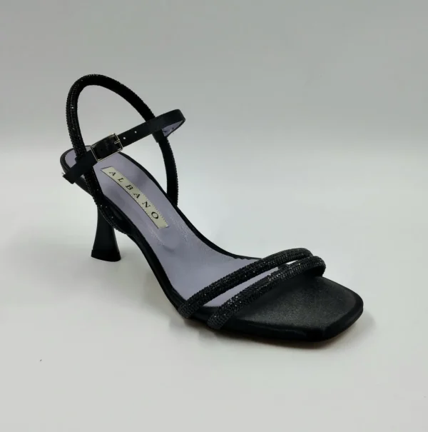 SANDALI NERI FASCE STRASS