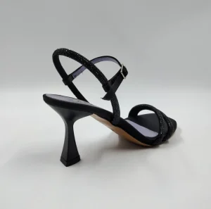 SANDALI NERI FASCE STRASS