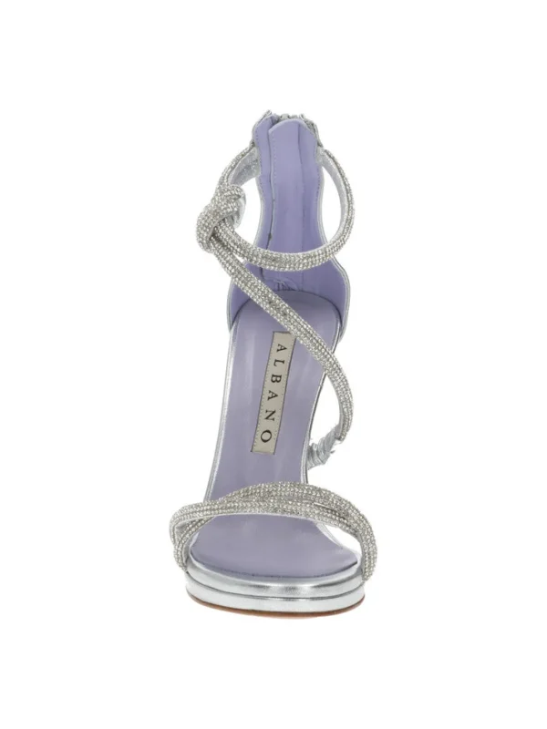 SANDALI NODO STRASS CAVIGLIA ARGENTO