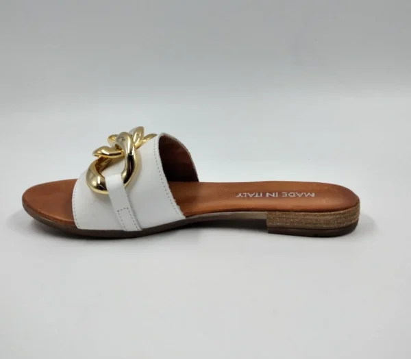 SANDALI PELLE BIANCA CON MAXI CATENA