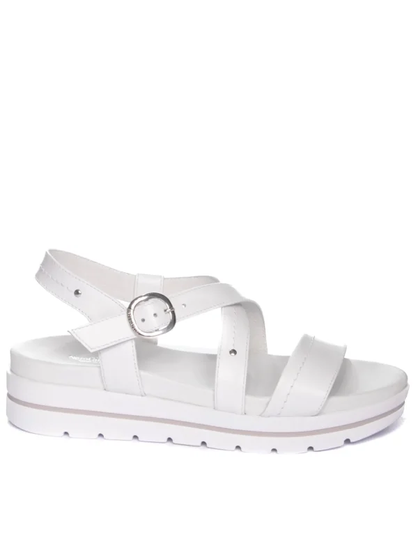 SANDALI PELLE BIANCA FASCE