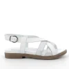 SANDALI PELLE FASCE BIANCO E ARGENTO