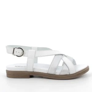 SANDALI PELLE FASCE BIANCO E ARGENTO