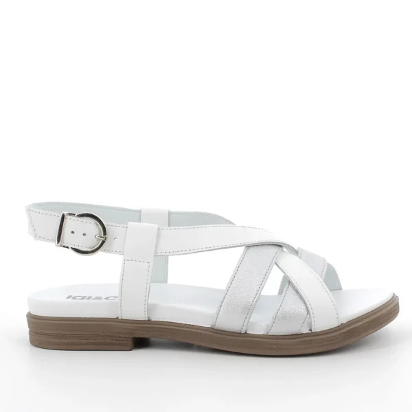 SANDALI PELLE FASCE BIANCO E ARGENTO