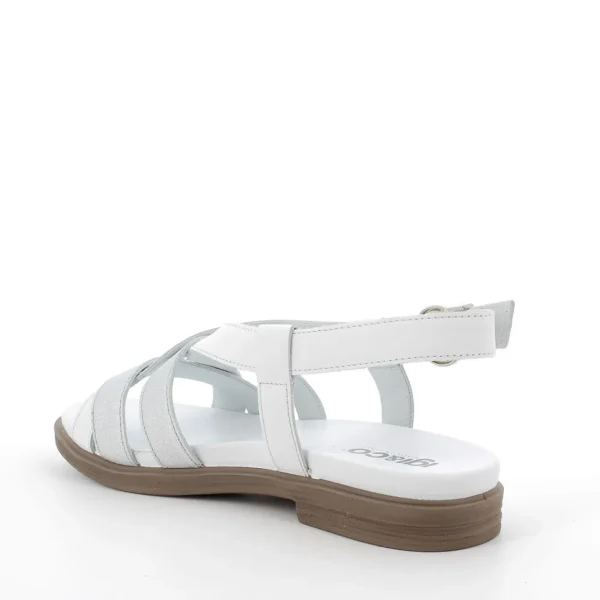 SANDALI PELLE FASCE BIANCO E ARGENTO