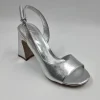 SANDALI PELLE LAMINATO ARGENTO