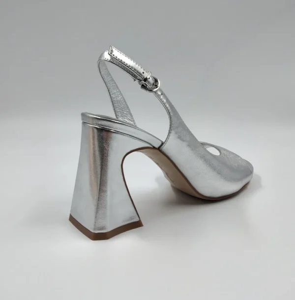 SANDALI PELLE LAMINATO ARGENTO