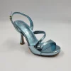 SANDALI PELLE METALLIZATA CELESTE