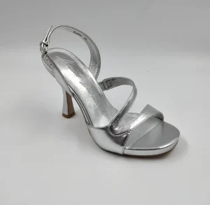 SANDALI PELLE METALLIZATA ARGENTO