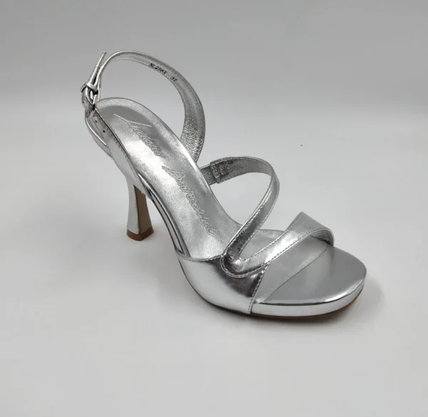 SANDALI PELLE METALLIZATA ARGENTO