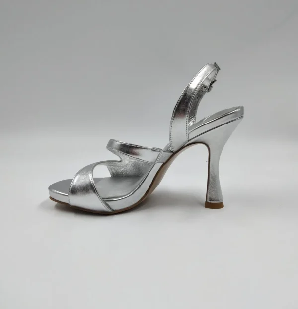 SANDALI PELLE METALLIZATA ARGENTO