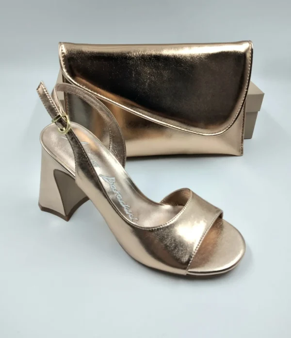 SANDALI PELLE METALLIZZATA PEACH